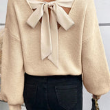 Tied V-Neck Long Sleeve Sweater