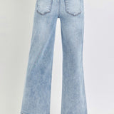 RISEN Full Size Tummy Control High Rise Crop Wide Leg Jeans