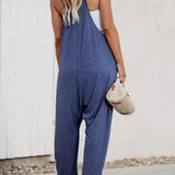 Pocketed V-Neck Spaghetti Strap Jumpsuit