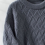 Round Neck Long Sleeve Woven Sweater