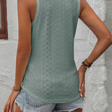 Eyelet V-Neck Wide Strap Tank