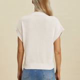 Double Take Full Size Mock Neck Short Sleeve Sweater