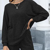 Round Neck Dropped Shoulder Top and Shorts Set