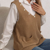 Slit V-Neck Sweater Vest