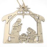 Nativity Wood Ornament with Biblical Map