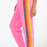 Contrast Striped Elastic Waist Active Pants