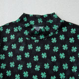 Lucky Clover Mock Neck Long Sleeve Bodysuit