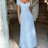 Devine Sweetheart Neck Short Sleeve Maxi Dress
