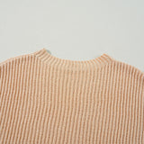 Side Slit Round Neck Long Sleeve Sweater