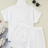 Half Zip Short Sleeve Top and Shorts Set