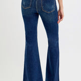 RISEN Tummy Control Frayed Hem Flare Jeans