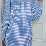 Pocketed Plaid Collared Neck Long Sleeve Shirt