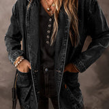 Pocketed Long Sleeve Denim Jacket