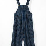 Plaid Wide Strap Wide Leg Overalls