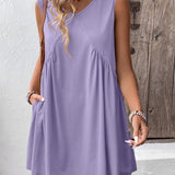 Ivy Lane Ruched V-Neck Sleeveless Mini Dress