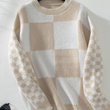 Color Block Round Neck Long Sleeve Sweater