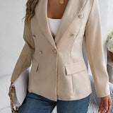 Decorative Pocket Flap Lapel Collar Long Sleeve Blazer