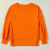 Exposed Seam Round Neck Long Sleeve Sweatshirt