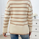 Striped V-Neck Long Sleeve Knit Top