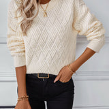 Round Neck Long Sleeve Woven Sweater