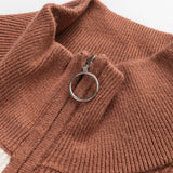 Striped Quarter Zip Cap Sleeve Sweater Dress