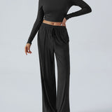 Devine Round Neck Long Sleeve Top and Pants Set