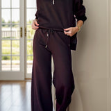 Half Zip Turtleneck Long Sleeve Top and Pants Set