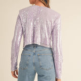 MABLE Shoulder Padded Sequin Crop Top