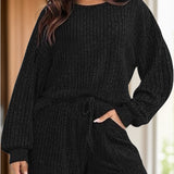 Round Neck Dropped Shoulder Top and Shorts Set