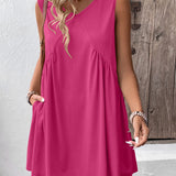 Ivy Lane Ruched V-Neck Sleeveless Mini Dress