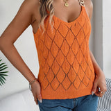 Openwork Scoop Neck Knit Vest