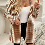 Devine Striped Long Sleeve Hooded Outerwear