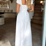 Devine Sweetheart Neck Short Sleeve Maxi Dress