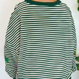 Stripe Lucky Clover Drop Shoulder Sweatshirt