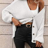 Button Down Horizontal-Ribbing Longline Cardigan