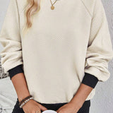 Texture Contrast Long Sleeve Sweatshirt