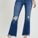 RISEN High Rise Distressed Crop Flare Jeans