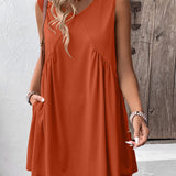 Ivy Lane Ruched V-Neck Sleeveless Mini Dress