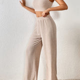 Ribbed Round Neck Tank and Pants Sweater Set