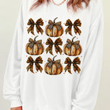 Pumpkin & Bow Graphic Long Sleeve Sweatshirt