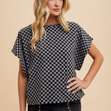Annie Wear Checkered Round Neck Short Sleeve T-Shirt