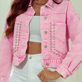 Studded Button Up Denim Jacket