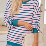 Lovelet Striped Contrast Long Sleeve Sweatshirt