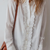 Eyelet Button Down Long Sleeve Shirt