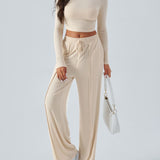 Devine Round Neck Long Sleeve Top and Pants Set