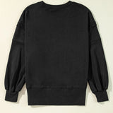 Exposed Seam Round Neck Long Sleeve Sweatshirt