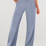 Full Size Round Neck Top and Drawstring Pants Set