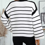 Striped Round Neck Long Sleeve Sweater