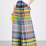 Full Size Plaid Wide Leg Pants