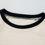 Texture Contrast Long Sleeve Sweatshirt